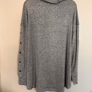 Gray Button-Sleeve Hoodie